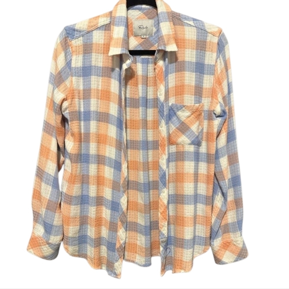 Rails Brady Blue Melon Button Front Long Sleeve Shirt Womens - Picture 4 of 7